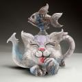 Handmade Art Cat Teapot Devil Cat Creative Home Desktop Decorations B