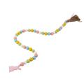 Easter Wood Bead Garland with Tassels and Bunny Tag Rustic (pink)
