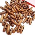50 Pieces Olive Shape Wooden Toggles Buttons 2 Holes Sewing Buttons