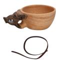 Hand Carved Animal Rubber Wooden Water Cup Camping Coffee Cups -3