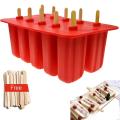 Silica Gel Ice Cream Mould Popsicle Mold 10 with High Quality Red