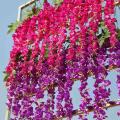 Artificial Silk Wisteria Vine Silk Hanging Flower 6 Pieces,purple
