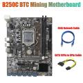 B250c Miner Motherboard+sata 15pin to 6pin Cable+rj45 Cable 12 Pcie