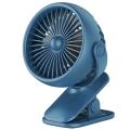 Rechargeable Usb Fan 3 Speed Super Mute Cooler for Office Car Blue