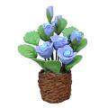 1/12 Scale Dollhouse Mini Blue Rose Green Potted Plant for Doll House