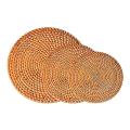 Round Braided Rattan Tablemats Rattan Coasters Natural Heat Resistant