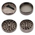 2x 4-layer Spice Herb Grinder Zinc Alloy with Pollen Collector -gray