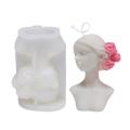 Blindfolded Girl Portrait Silicone Candle Mold Rose Flower Diy -1