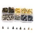 160 Sets 10mm Spikes and Studs Kit Metal Spikes Screw Leather Craft