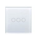 86mm 3 Gang Tempered Glass Panel Wall Switch Smart Home Light Touch Switch with RF433 Remote Control