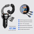 BW13 67.5W 3 in 1 Charging Cable & Dual USB Port Car Charger