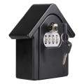 Hut Shape Password Lock Storage Box Security Box Wall Cabinet Safety Box, with 1 Key(Black)