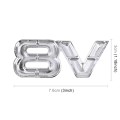 V8 Connect Shape Car Metal Body Decorative Sticker, Size : L (Silver)