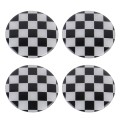 4 PCS White And Black Grid Metal Car Sticker Wheel Hub Caps Centre Cover Decoration