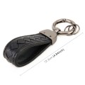 Car Metal + Braided Leather Key Ring Keychain (Black)
