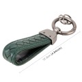Car Metal + Braided Leather Key Ring Keychain (Dark Green)