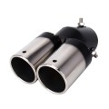 Universal Car Styling Stainless Steel Curved Double Outlets Exhaust Tail Muffler Tip Pipe(Black)
