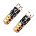 2 PCS W5W 194 T10 Multi Colors COB 12 SMD RGB LED Bulbs with Remote Control Wedge Side Lights Licens