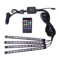 4 in 1 Universal Car Colorful Acoustic LED Atmosphere Lights Colorful Lighting Decorative Lamp, with