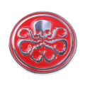 Skull Pattern Circular Shape Shining Metal Car Free Sticker(Red)