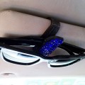 Car Pure Color Diamond Mounted Glasses Bill Clip Holder (Dark Blue)