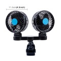 HUXIN HX-T605 7W 360 Degree Adjustable Rotation Clip Two Head Low Noise Mini Electric Car Fan with G