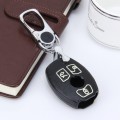 Car Auto PU Leather Three Buttons Luminous Effect Key Ring Protection Cover for BMW(Black)