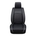 Car Leather Full Coverage Seat Cushion Cover, Luxury Version,Only One Front Seat(Black White)