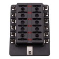 1 in 12 Out Fuse Box PC Terminal Block Fuse Holder Kits with LED Warning Indicator for Auto Car Truc