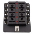 1 in 10 Out Fuse Box PC Terminal Block Fuse Holder Kits with LED Warning Indicator for Auto Car Truc
