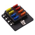 1 in 8 Out Fuse Box PC Terminal Block Fuse Holder Kits with LED Warning Indicator for Auto Car Truck