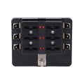 1 in 6 Out Fuse Box PC Terminal Block Fuse Holder Kits with LED Warning Indicator for Auto Car Truck