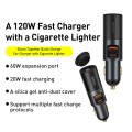 Baseus Share U+C 120W Together Fast Charge Car Charger with Cigarette Lighter Expansion Port(Grey)