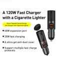 Baseus Share U+U 120W Together Fast Charge Car Charger with Cigarette Lighter Expansion Port(Grey)