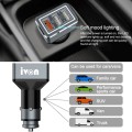 IVON CC36 39W 7.2A QC 3.0 USB + Dual USB Car Charger with Ambient Light