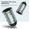 IVON CC37 15W 3.1A Dual USB Mini Car Charger + 1m USB to USB-C / Type-C Fast Charge Data Cable Set