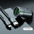 IVON CC38 2.4A Dual USB Car Charger + 1m USB to USB-C / Type-C Fast Charge Data Cable Set