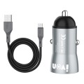 IVON CC39 18W 3.1A QC 3.0 USB Car Charger + 1m USB to USB-C / Type-C Fast Charge Data Cable Set