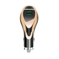 WLX-K1 QC3.0 Dual USB + Type-C Triple Car Charger (Gold)