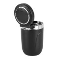 Portable Car Stainless Steel Liner Cigarette Ashtray with Light(Black)
