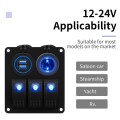 Multi-functional Combination Switch Panel 12V / 24V 3 Way Switches + Dual USB Charger for Car RV Mar