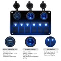 Multi-functional Combination Switch Panel 12V / 24V 6 Way Switches + Dual USB Charger for Car RV Mar