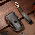 Hallmo Car Cowhide Leather Key Protective Cover Key Case for Old BMW(Black)