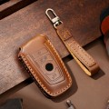 Hallmo Car Cowhide Leather Key Protective Cover Key Case for Old BMW(Brown)