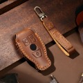 Hallmo Car Cowhide Leather Key Protective Cover Key Case for Old Mercedes-Benz E300L(Brown)