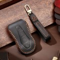 Hallmo Car Cowhide Leather Key Protective Cover Key Case for Geely Emgrand A Style(Black)
