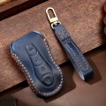 Hallmo Car Cowhide Leather Key Protective Cover Key Case for Geely Emgrand A Style(Blue)
