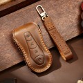 Hallmo Car Cowhide Leather Key Protective Cover Key Case for Geely Emgrand A Style(Brown)