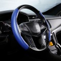 Car Universal Carbon Fiber Texture Leather Steering Wheel Cover (Blue)