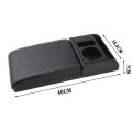 Car Multi-functional Dual USB Armrest Box Booster Pad, Microfiber Leather Straight Type (Black White